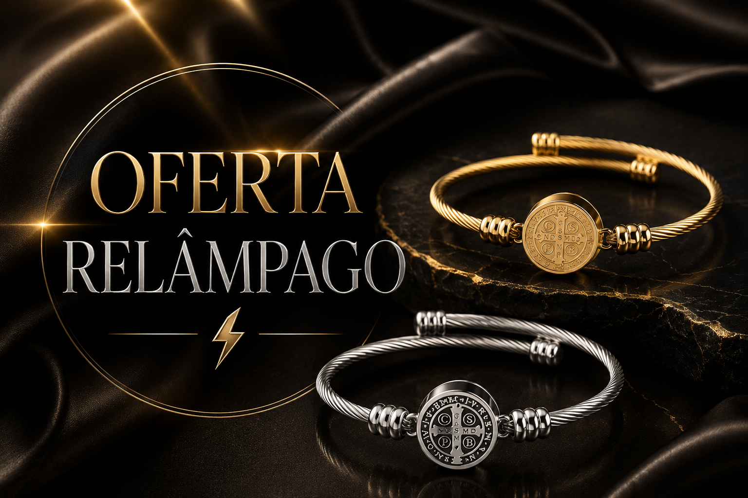 Bracelete Medalha de São Bento BentoForce™ – Oferta Relâmpago ⚡
