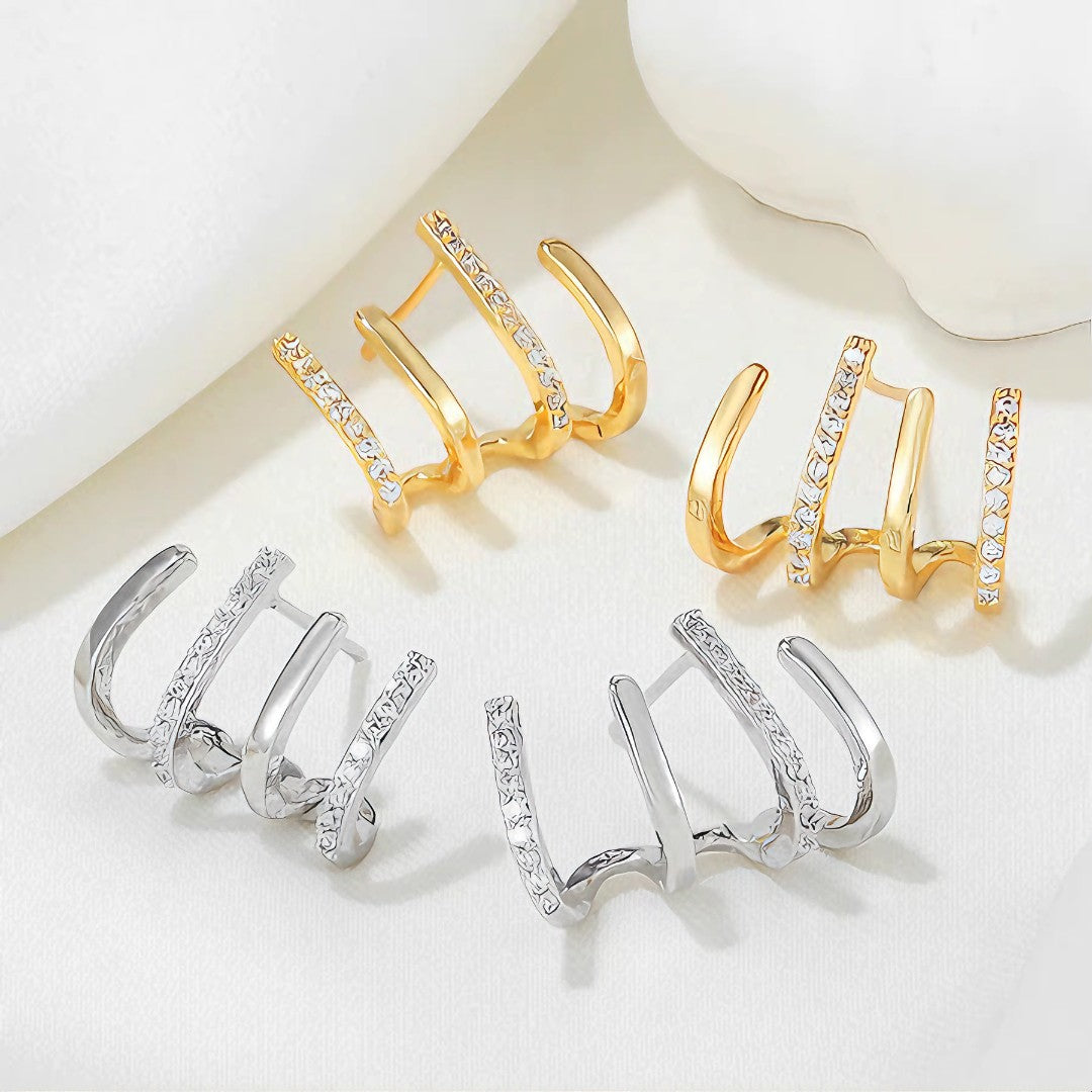 💎 GeoShine™ – Brincos Geométricos com Revestimento em Ouro/Prata e Zircônia