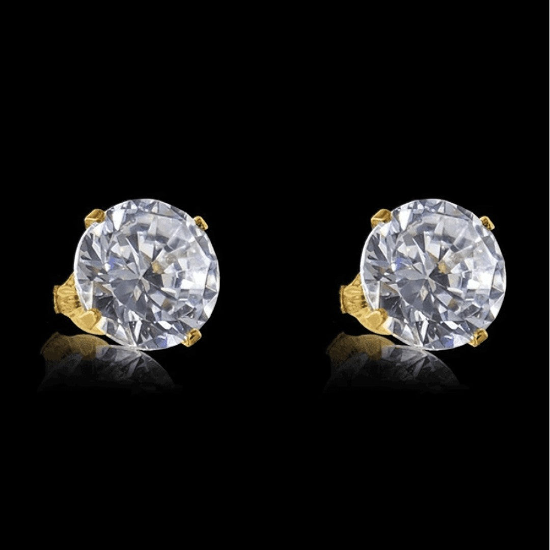 💎 GoldShine™ – Brinco de Pedra Cravejado Banhado a Ouro 18K Unissex