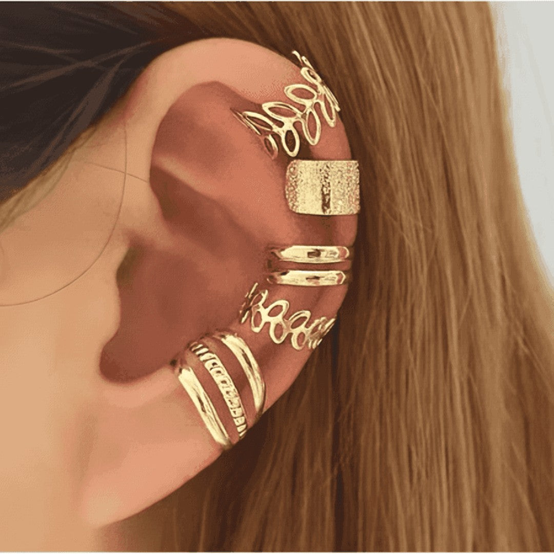 💎 EarGlam™ – Conjunto de 5 Brincos Elegantes com Clipe Sem Furo