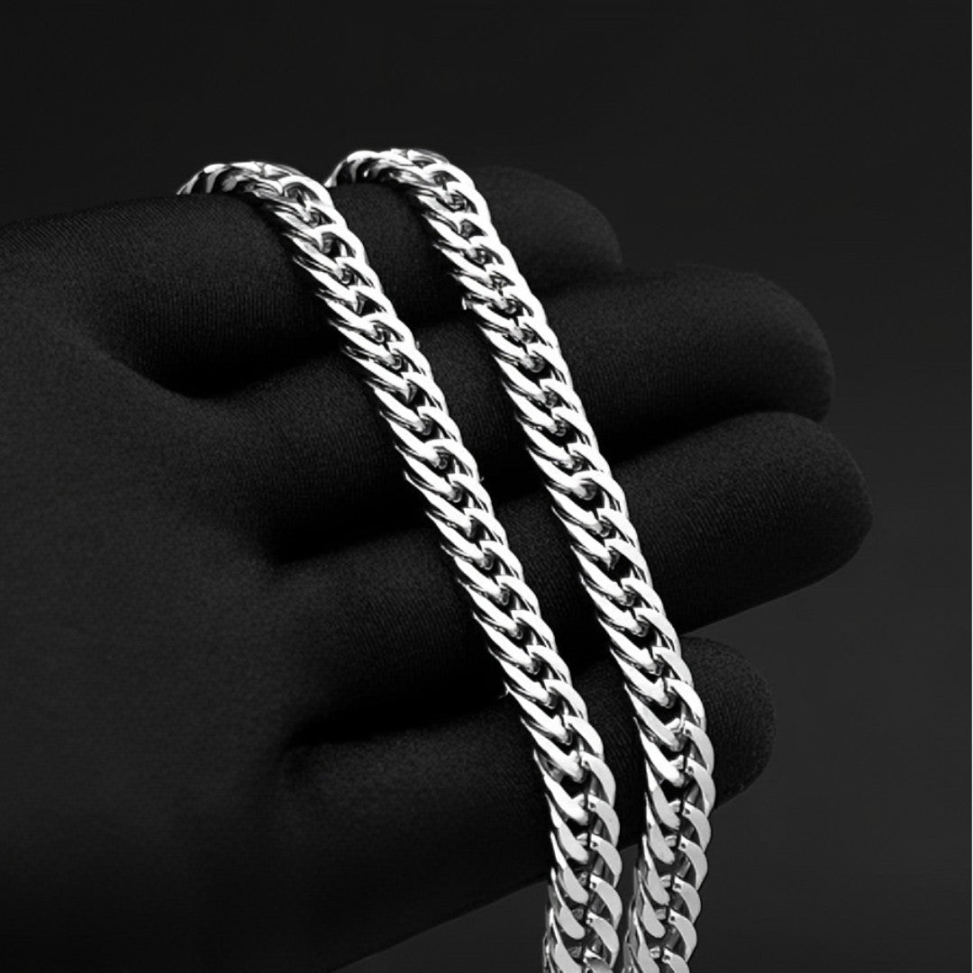 💎 BlackSteel™ – Conjunto Masculino Corrente + Pulseira em Aço Inoxidável 7mm