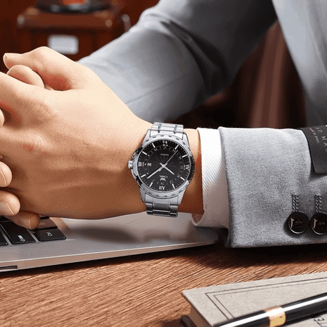 ⌚ IronChronos™ – Relógio Masculino Luxo Esportivo à Prova d’Água em Aço Inoxidável