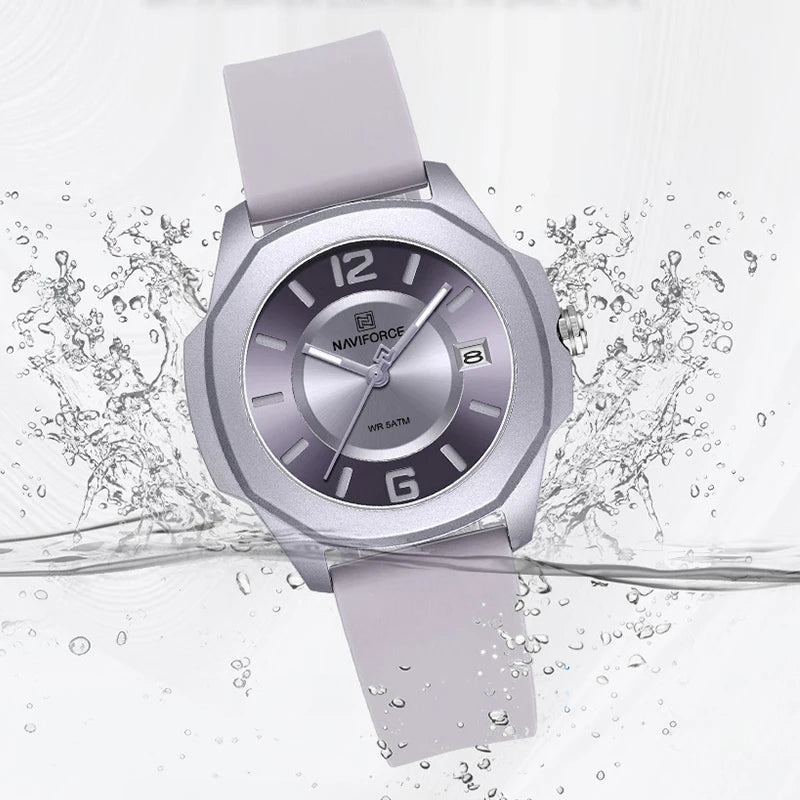Relógio Feminino NAVIFORCE Polygon Chic À Prova D'Água 50m