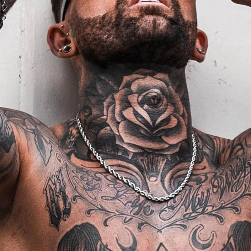 Colar Masculino Flexor Aço Inoxidável Minimalista Corda 2-5mm