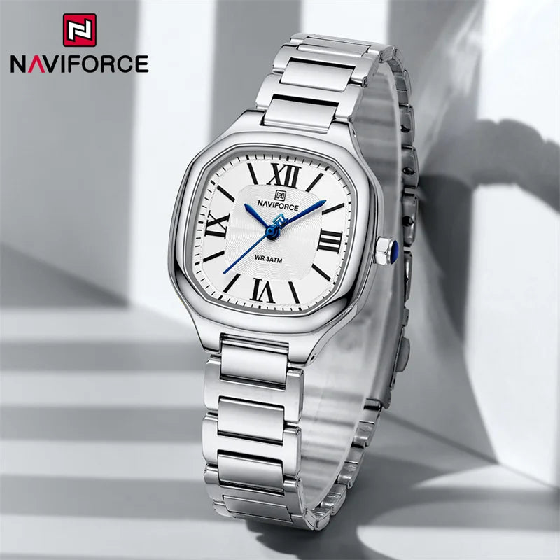 Relógio Feminino NAVIFORCE Grace Quartzo Aço Inoxidável À Prova D'Água