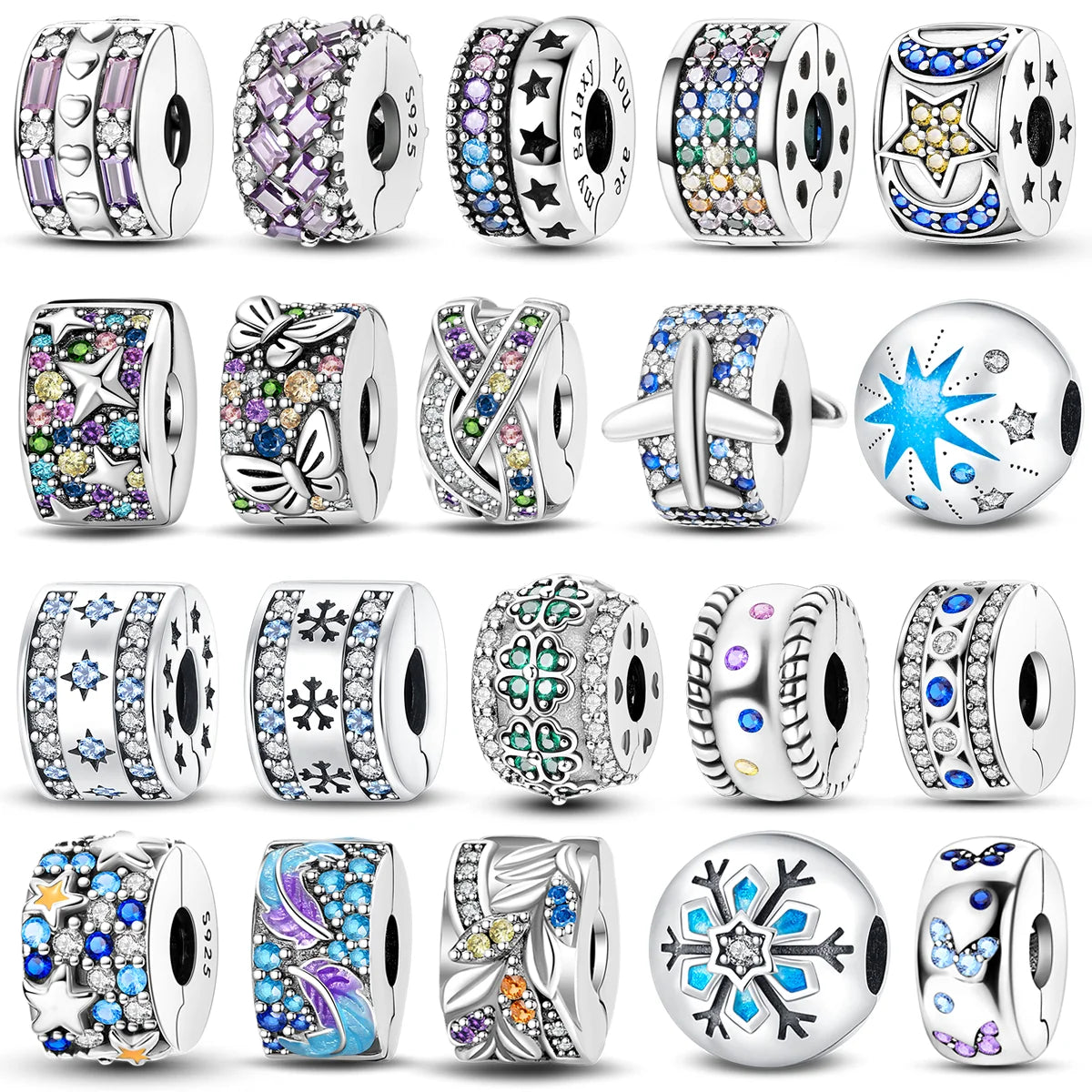 Berloque Pulseira BAMOER Prata 925 Flor Dourada Zircônia Pavê