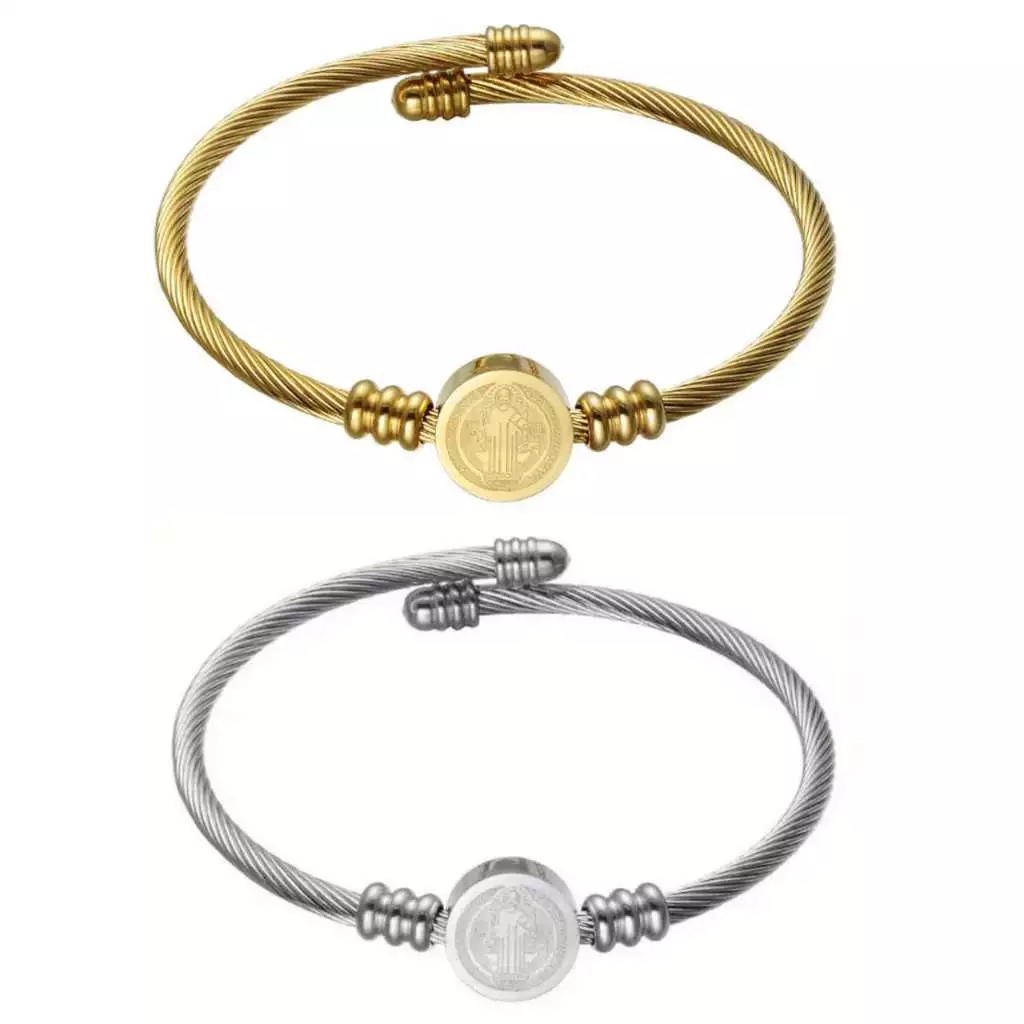 Bracelete São Bento Dourado e Prata kit completo