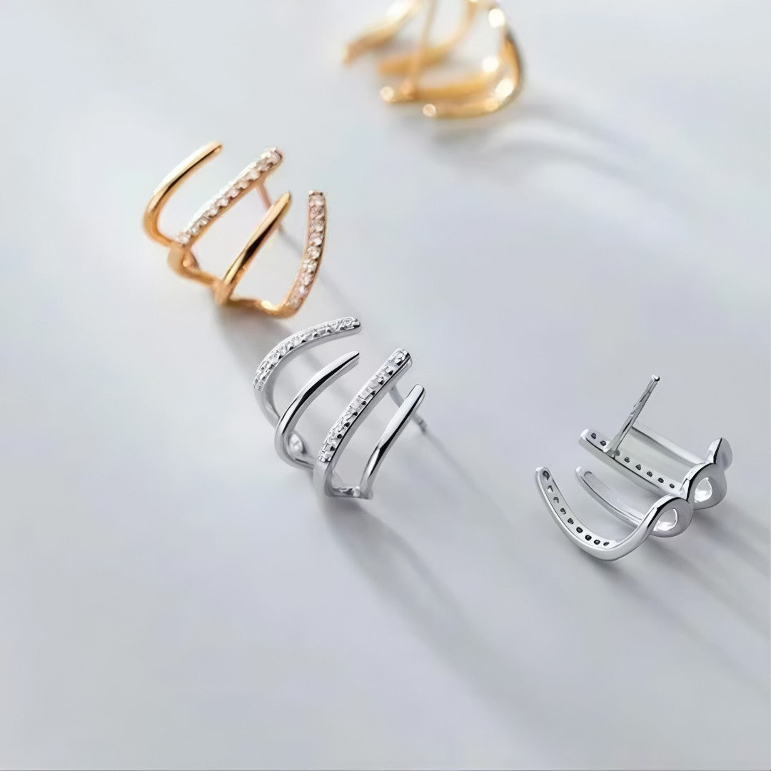 💎 GeoShine™ – Brincos Geométricos com Revestimento em Ouro/Prata e Zircônia