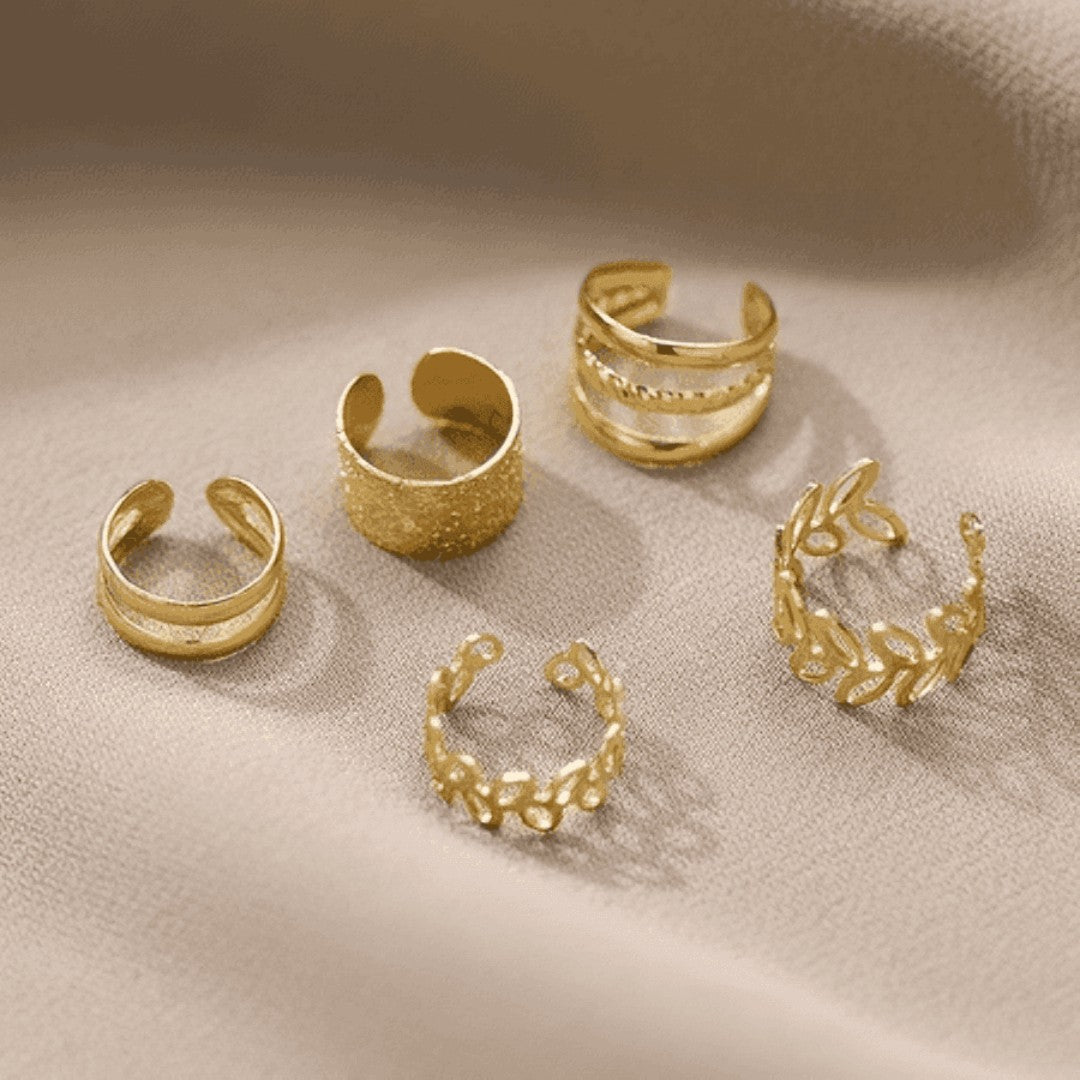 💎 EarGlam™ – Conjunto de 5 Brincos Elegantes com Clipe Sem Furo